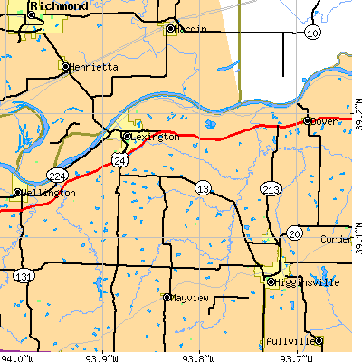 Zip code 64067 close-up map