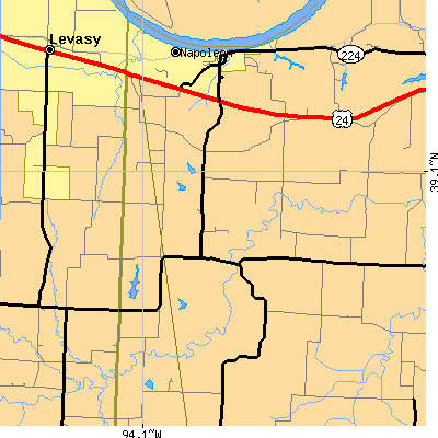 Zip code 64074 close-up map