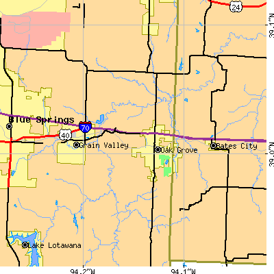 Zip code 64075 close-up map