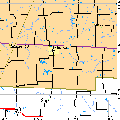 Zip code 64076 close-up map