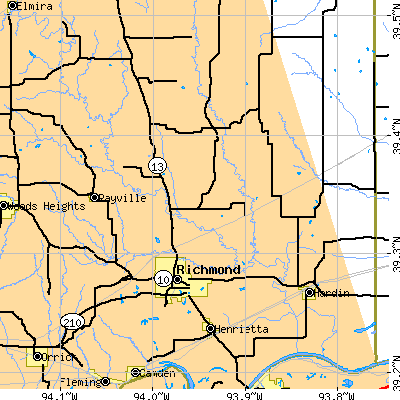 Zip code 64085 close-up map