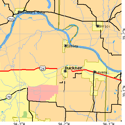 Zip code 64088 close-up map