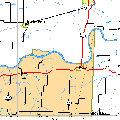 Zip code 64096 close-up map