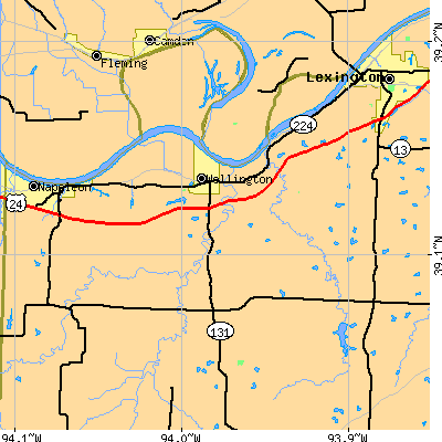 Zip code 64097 close-up map