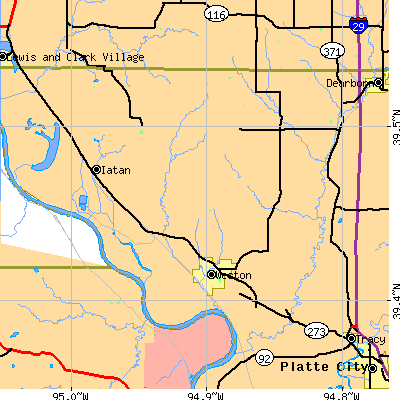 Zip code 64098 close-up map