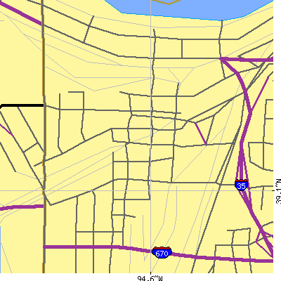 Zip code 64101 close-up map