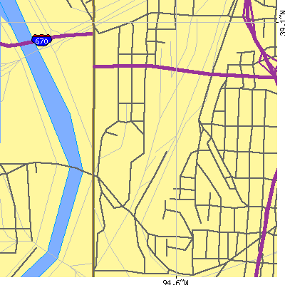 Zip code 64102 close-up map