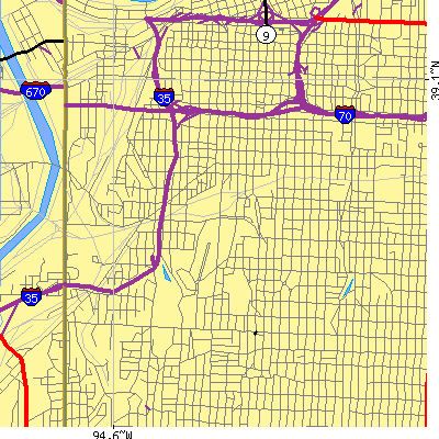 Zip code 64108 close-up map