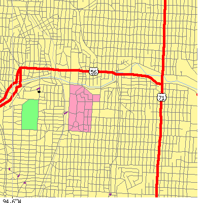Zip code 64110 close-up map