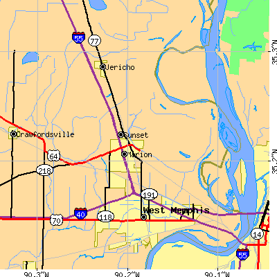 Zip code 72364 close-up map