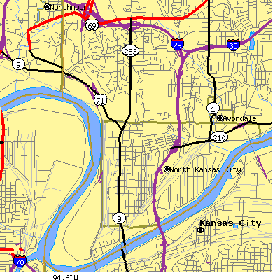 Zip code 64116 close-up map