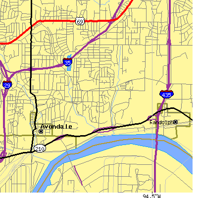 Zip code 64117 close-up map