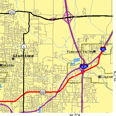 Zip code 64119 close-up map