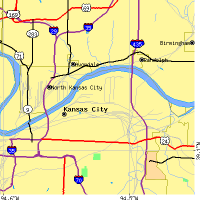 Zip code 64120 close-up map