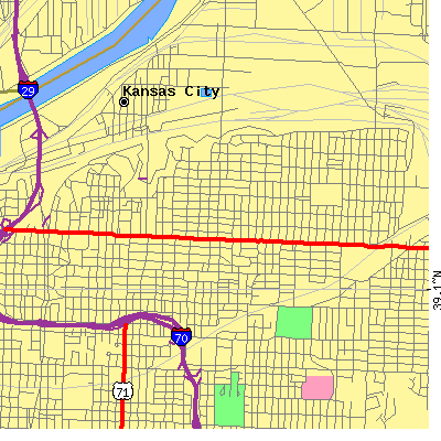 Zip code 64124 close-up map