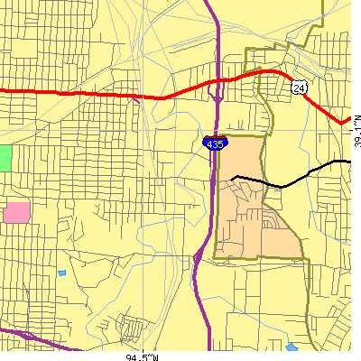 Zip code 64126 close-up map