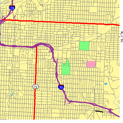 Zip code 64127 close-up map