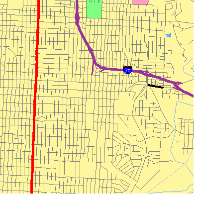 Zip code 64128 close-up map