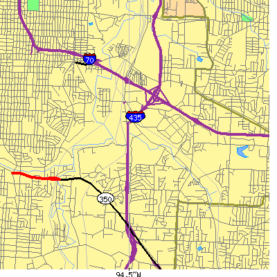 Zip code 64129 close-up map
