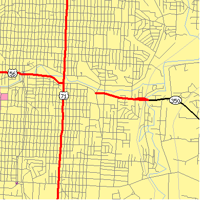 Zip code 64130 close-up map