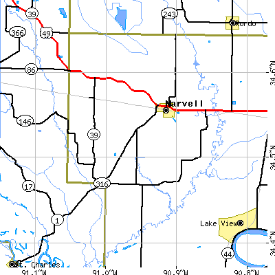 Zip code 72366 close-up map