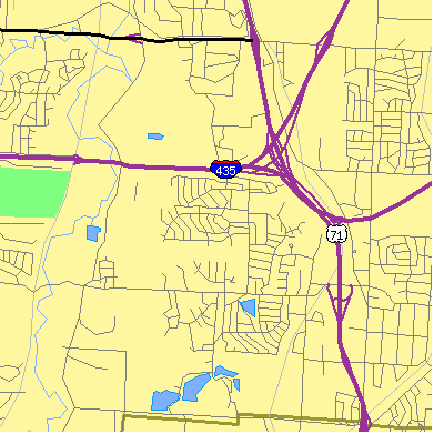 Zip code 64137 close-up map