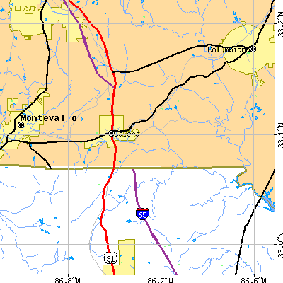 Zip code 35040 close-up map