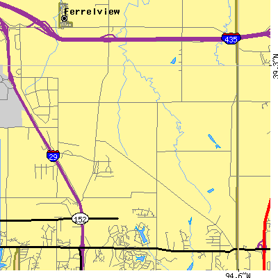 Zip code 64154 close-up map