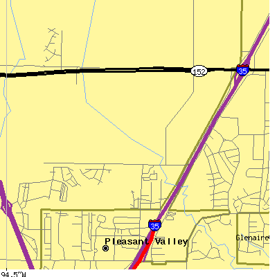 Zip code 64158 close-up map