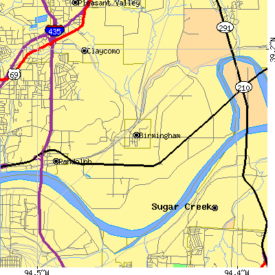 Zip code 64161 close-up map