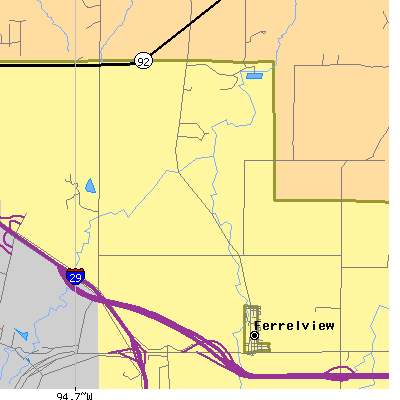 Zip code 64163 close-up map