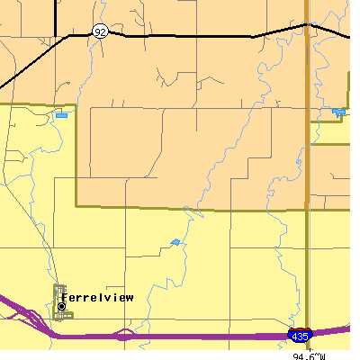 Zip code 64164 close-up map