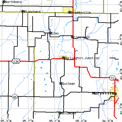 Zip code 64428 close-up map