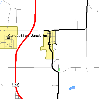 Zip code 64432 close-up map