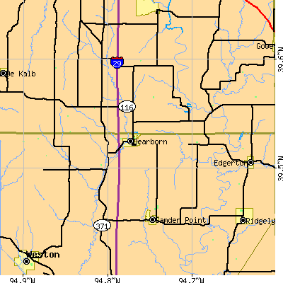 Zip code 64439 close-up map