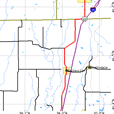 Zip code 64442 close-up map