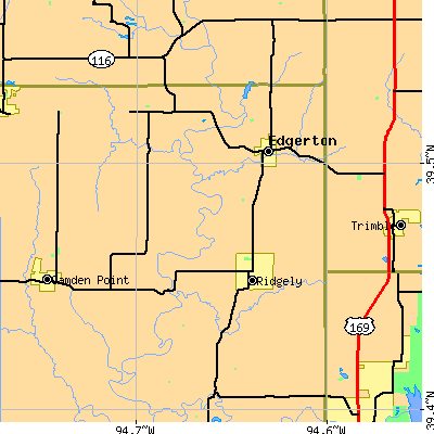 Zip code 64444 close-up map