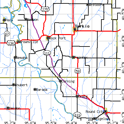 Zip code 64446 close-up map