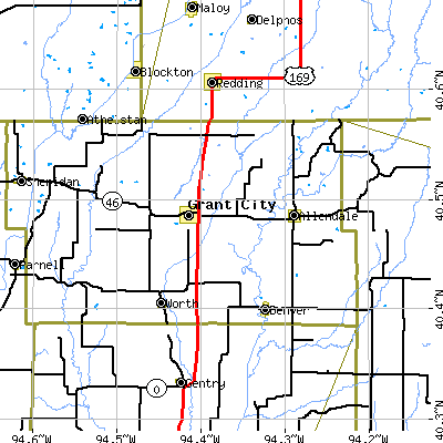 Zip code 64456 close-up map