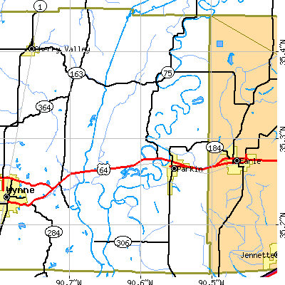 Zip code 72373 close-up map
