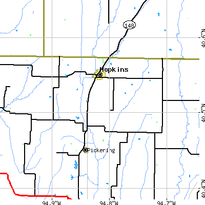 Zip code 64461 close-up map