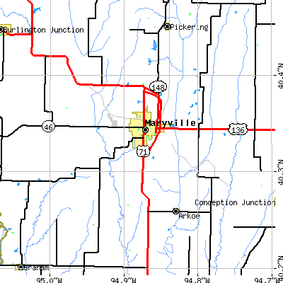 Zip code 64468 close-up map