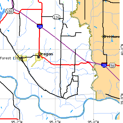 Zip code 64473 close-up map