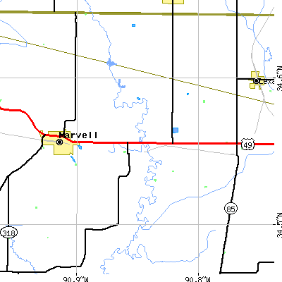 Zip code 72374 close-up map