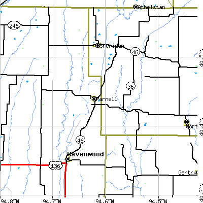 Zip code 64475 close-up map