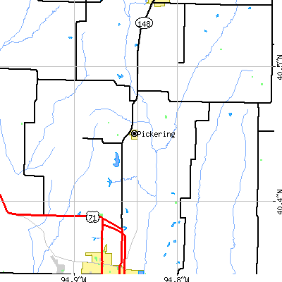 Zip code 64476 close-up map
