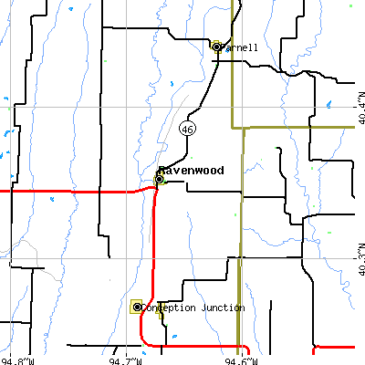 Zip code 64479 close-up map