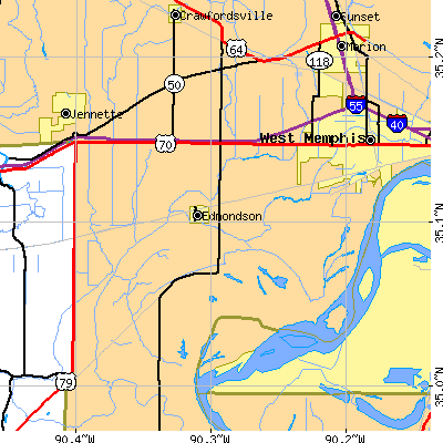 Zip code 72376 close-up map