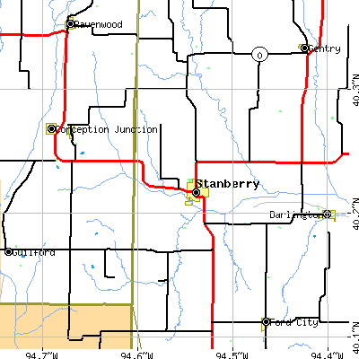 Zip code 64489 close-up map