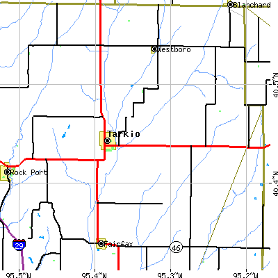 Zip code 64491 close-up map